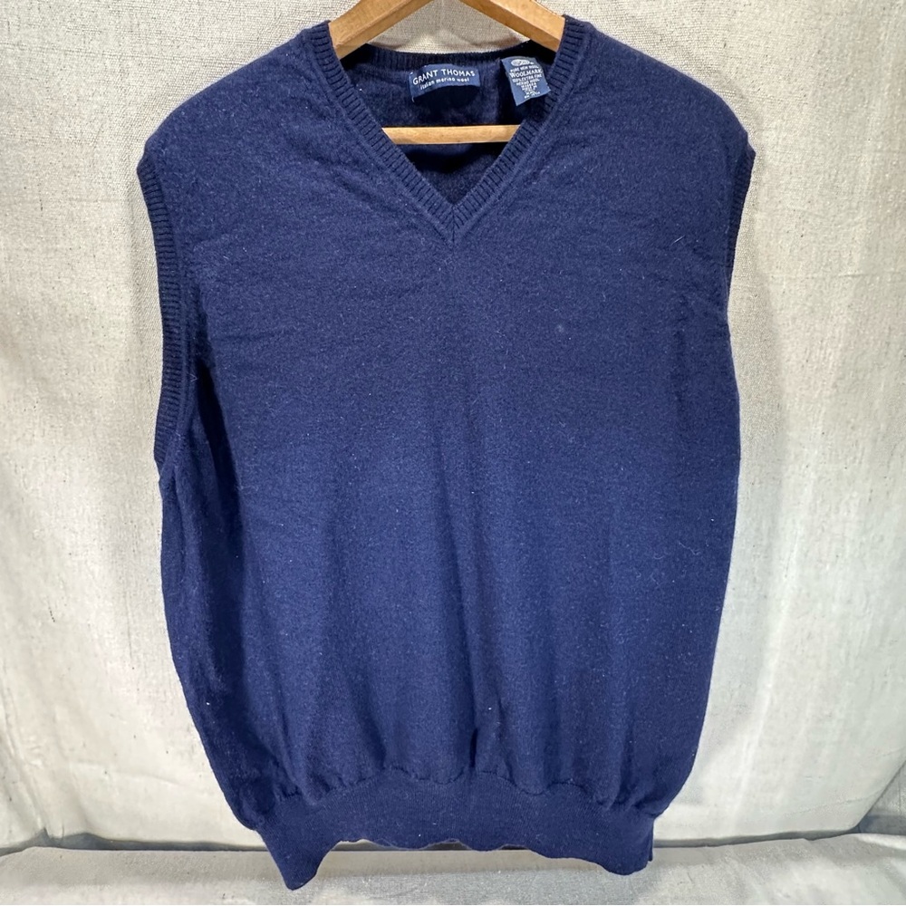 Grant Thomas Italian merino wool Navy vest size XXL